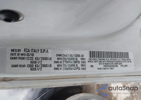 2017 Ram Promaster City Tradesman z USA, uszkodzony, nr VIN ZFBERFAB2H6E31114